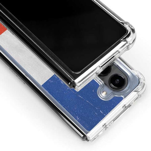French Flag Distressed Galaxy Z Fold5 5G Clear Case